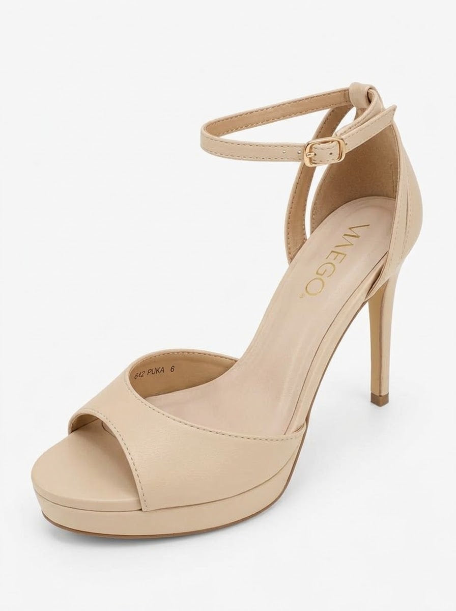 Via Ego Puka Beige Platform Sandals