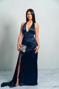 Eden Navy Satin Dress