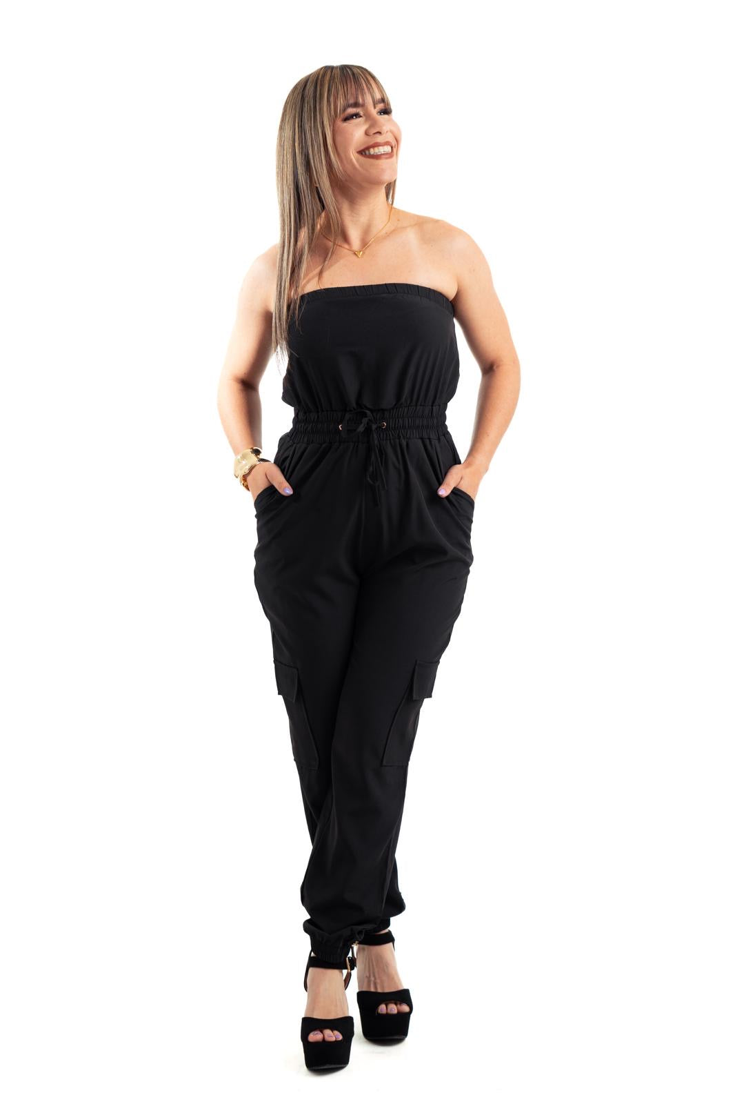 Coral Black Jumpsuit