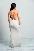 Laine White Pearl Dress (Glitter)