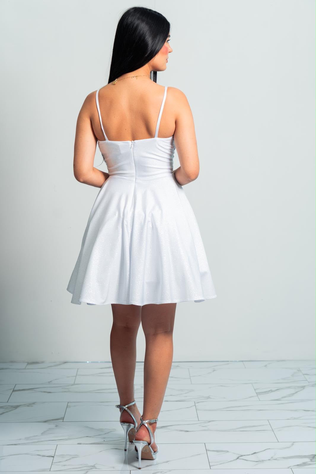 Rose White Glitter Dress