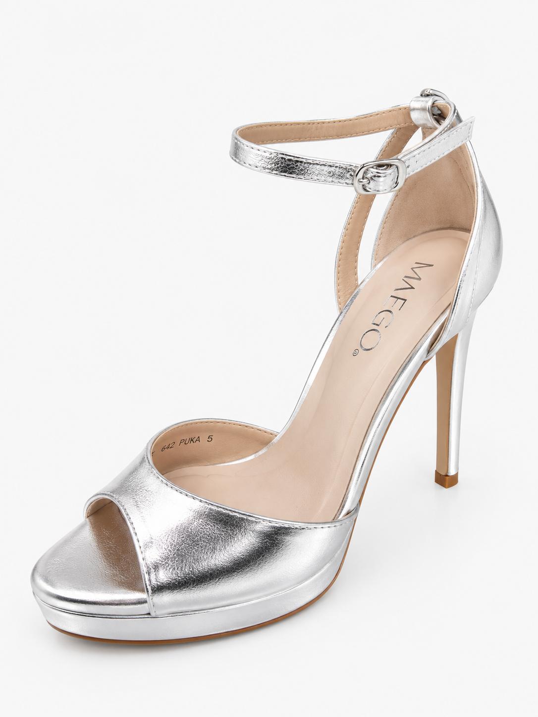 Via Ego Sandals Platforms Puka Silver