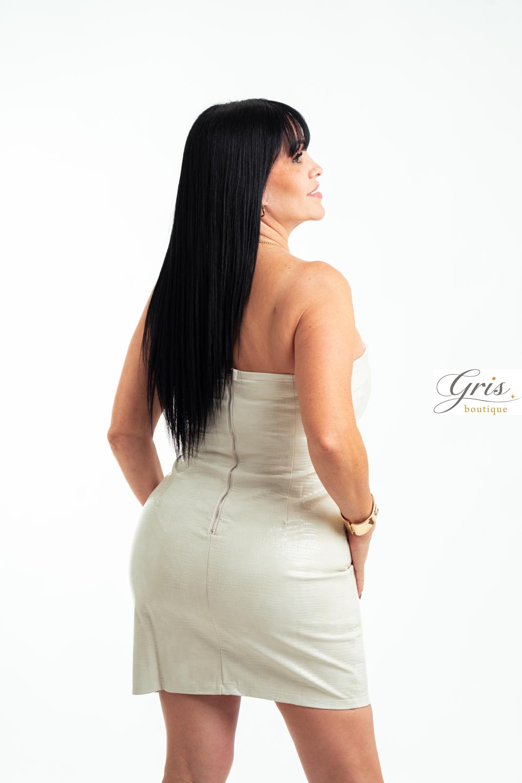Vestido de piel blanco Lyla